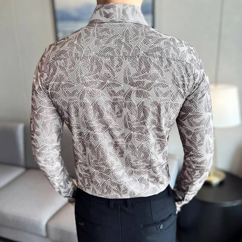 JVance® Signature Series Leaf Motif Jacquard Seersucker Shirt
