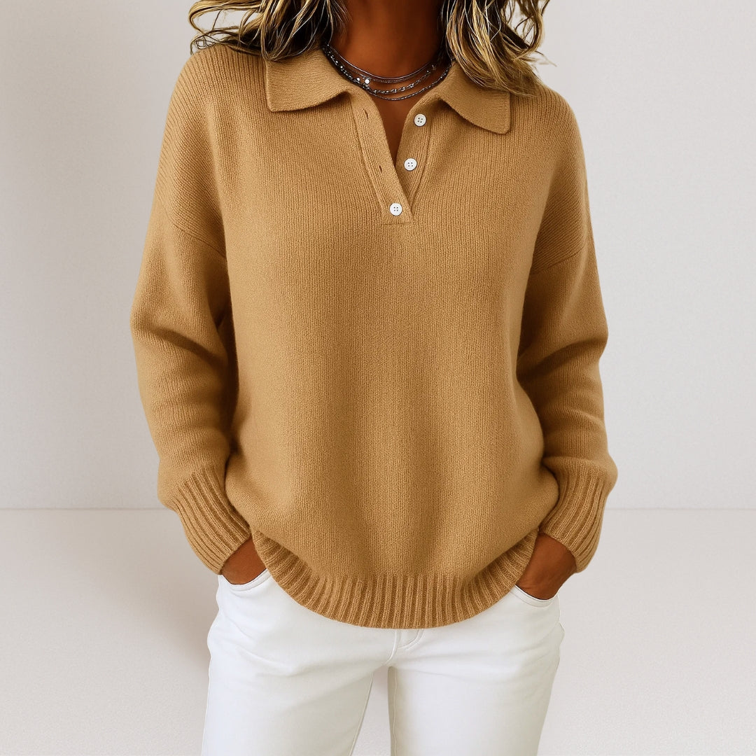 Ana - Camisola de malha macia com gola