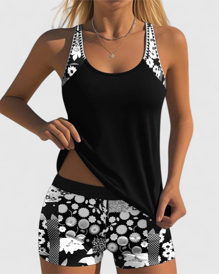 Women's Floral Print Tankini Swimsuit