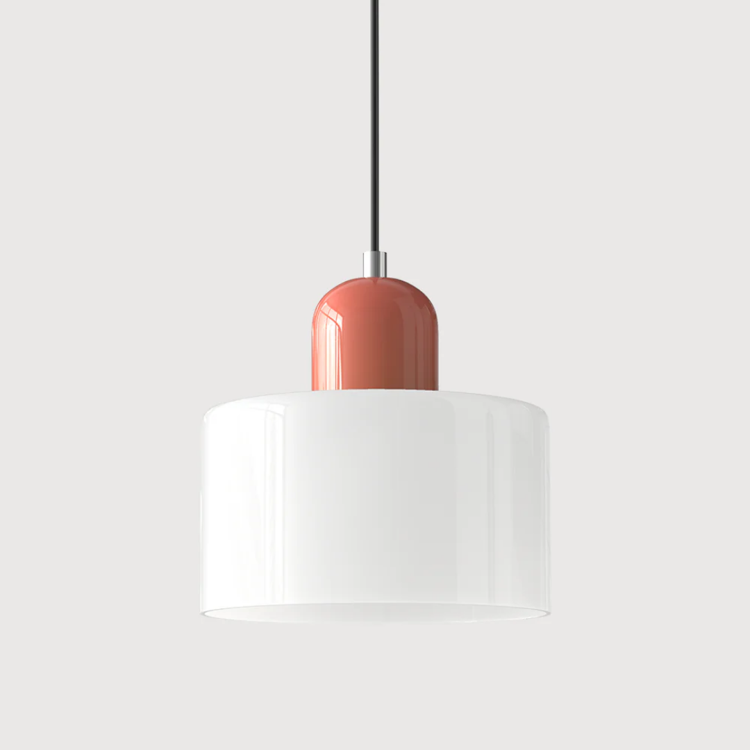 Tusa – Retro hänglampa med orange glaskupa & grön ovandel
