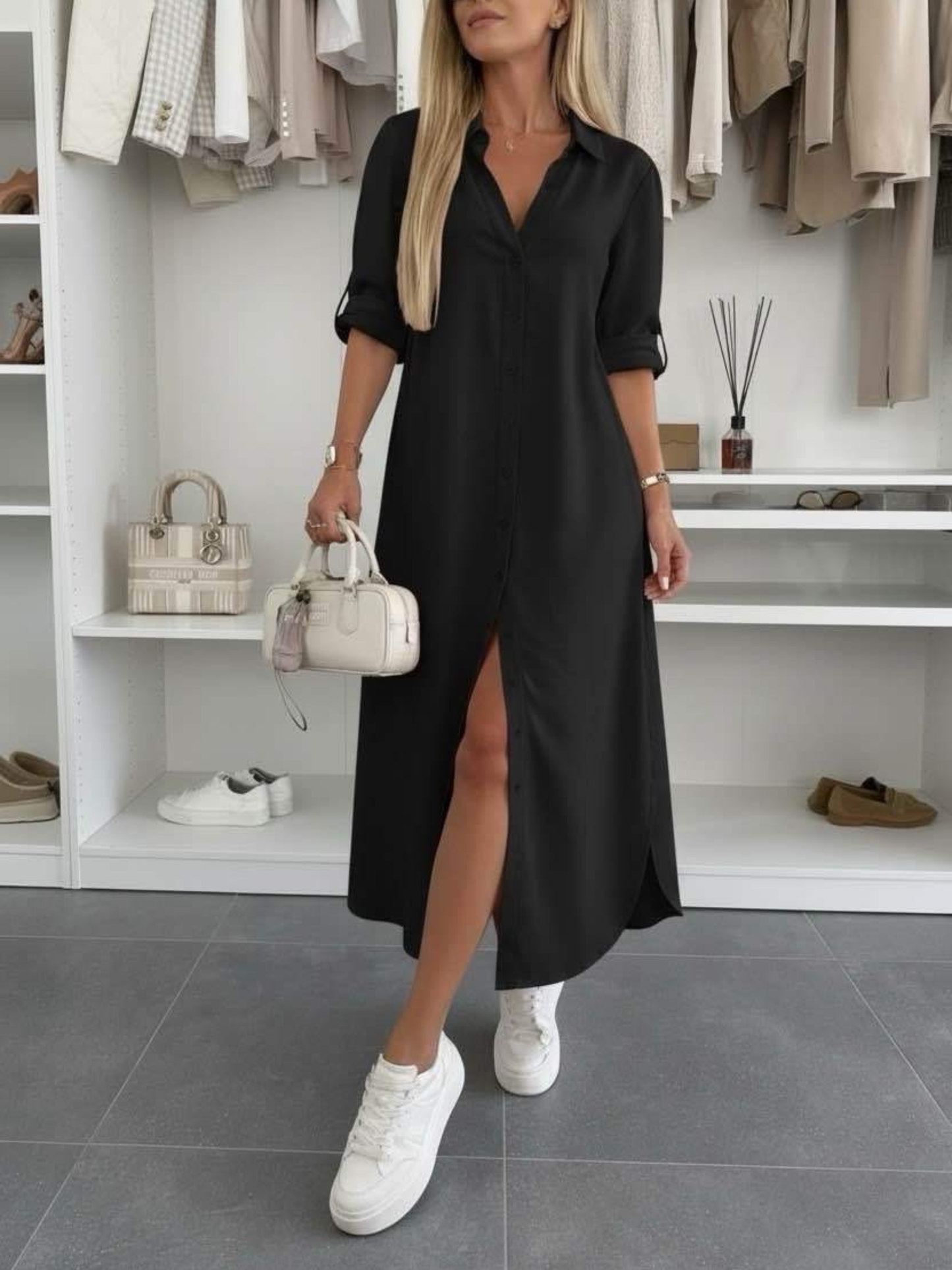 Urszula – elegancka sukienka koszulowa o luźnym kroju