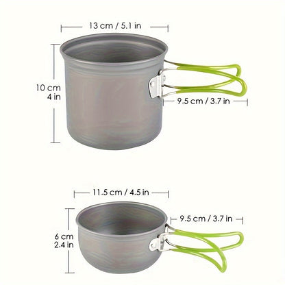 Opvouwbare Kookset van Aluminium Legering – Lichtgewicht en Duurzaam voor Kamperen, Hiking en Picknicken