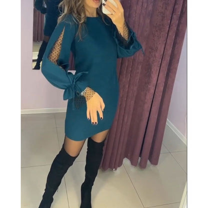 Elamie | Elegantes Minikleid mit Mesh-Ärmeln