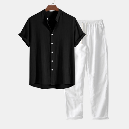 Tom Hollinger | Zerknittertes Baumwoll-Henley-Shirt