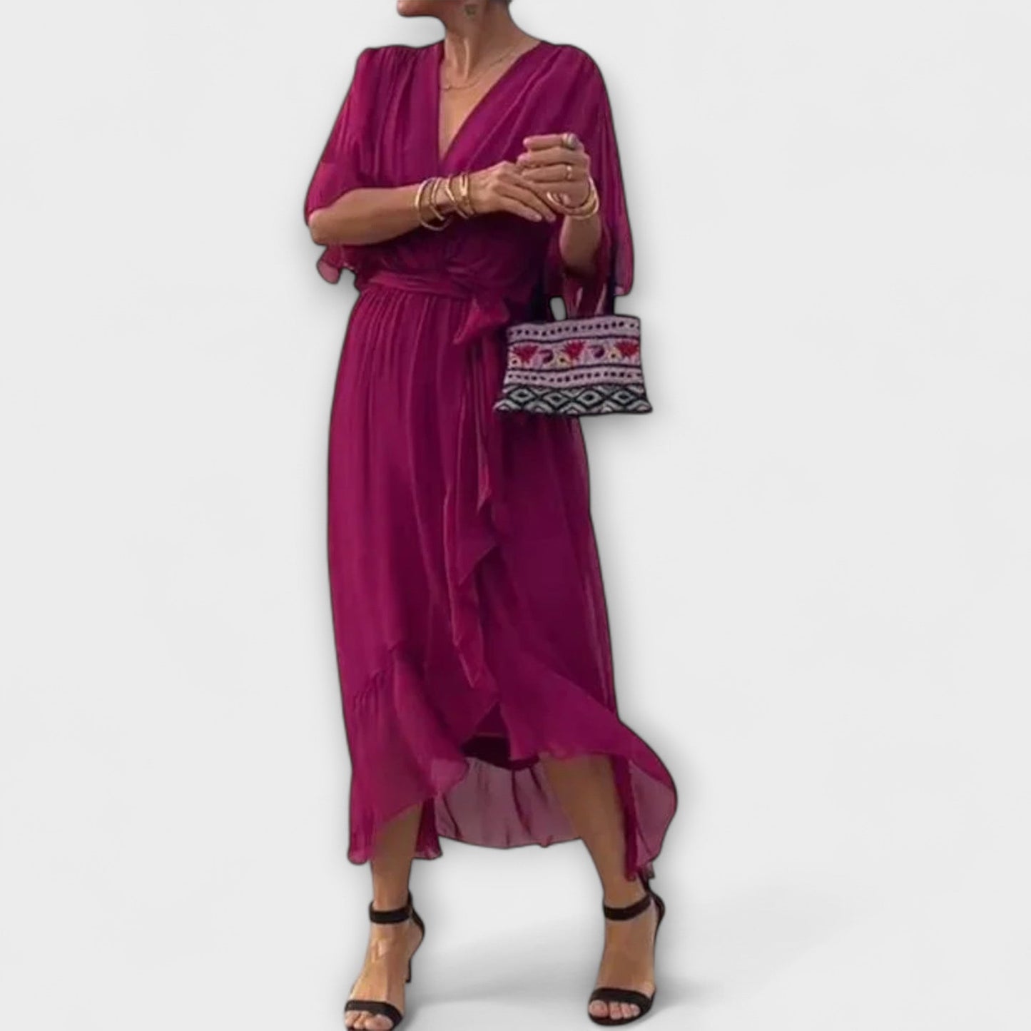 Amoura - V-kaula-chiffon-mekko