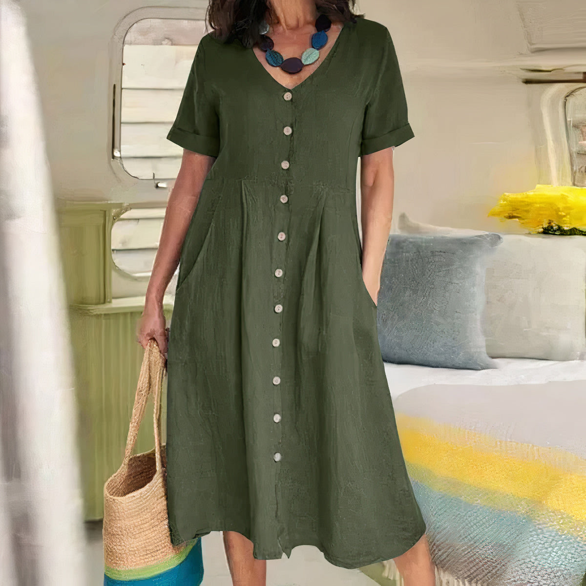 Lässiges Baumwoll-Leinen Sommerkleid – Noor