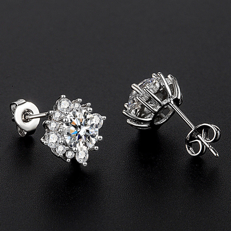 Divifa Luna Glow Earrings in White Gold-Plated stainless steel