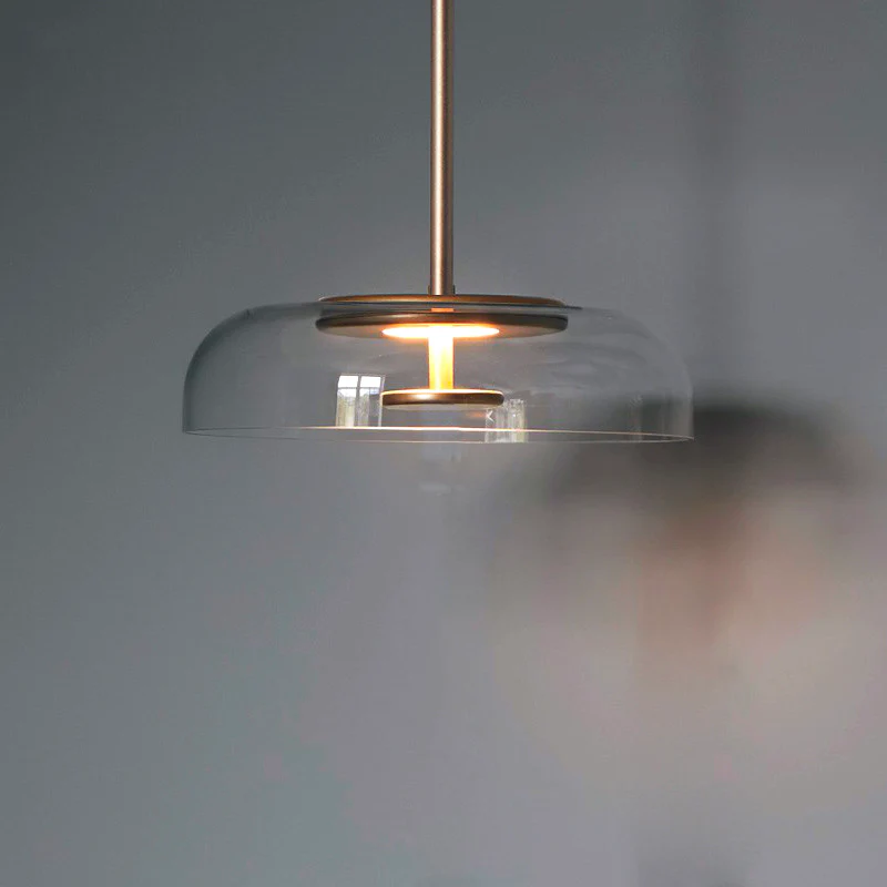 LED Pendelleuchte rund Glas Metall, Moderne Hängelampe