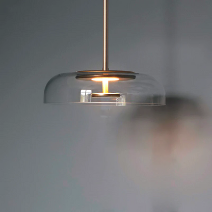 LED Pendelleuchte rund Glas Metall, Moderne Hängelampe