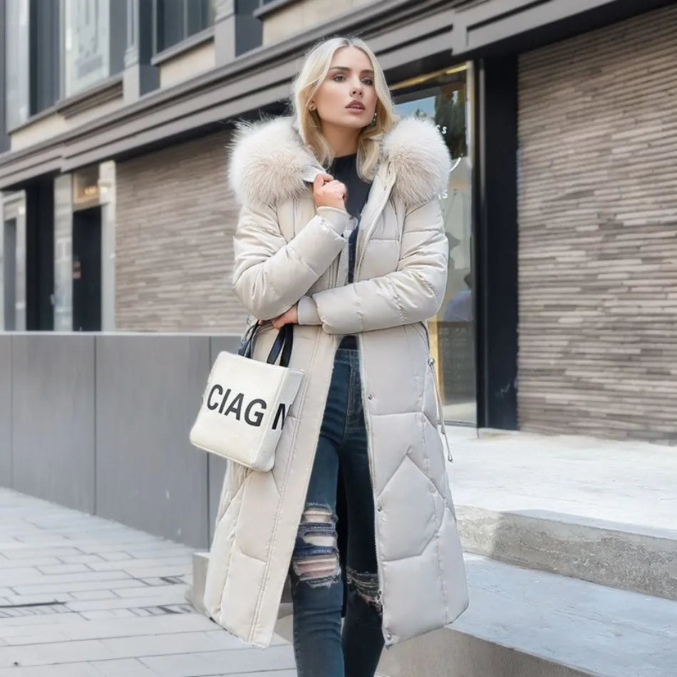 Hannah | Women Winter Quilted coat z Hood Trim
