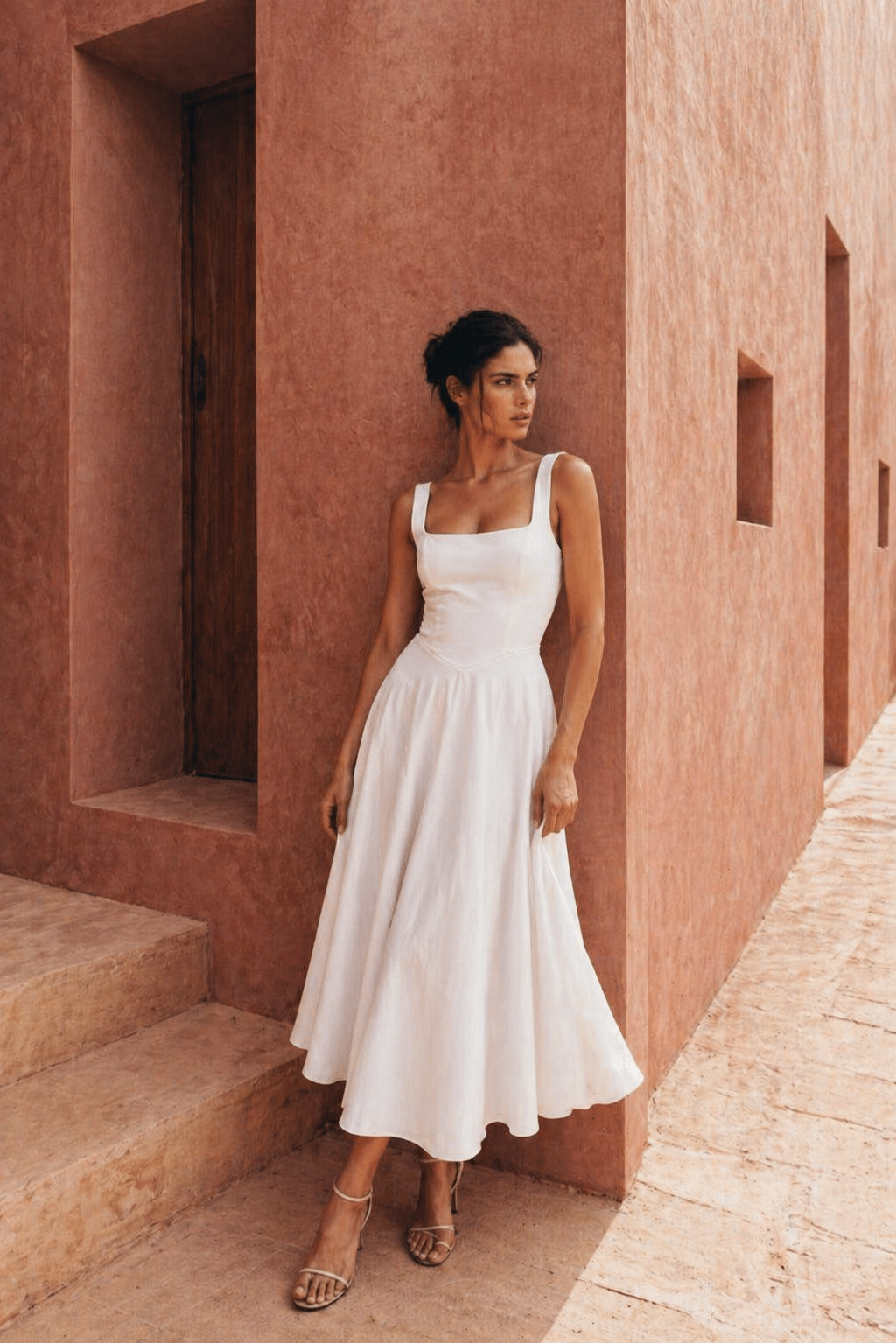 CAMILA – Vestido midi escote cuadrado