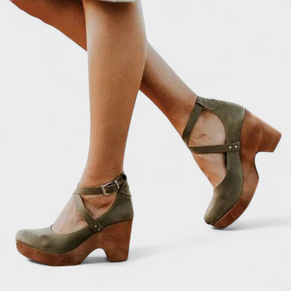 Carlota - Sapatos de Plataforma com Tira Cruzada