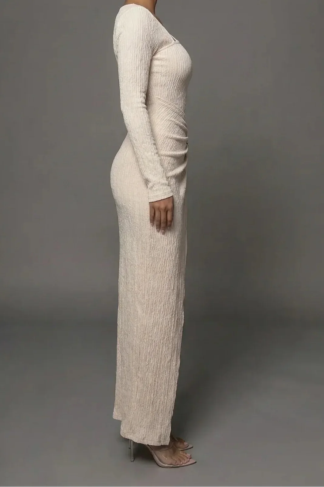 Wedding Guest Ruched Jewel Waist Maxi Dress