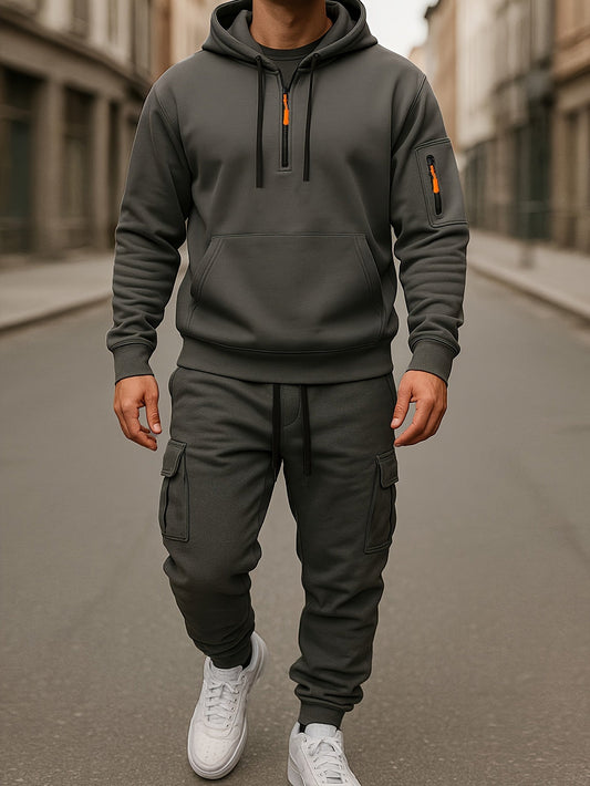 Herren Kapuzen Trainingsanzug Set | Cargo Jogginghosen
