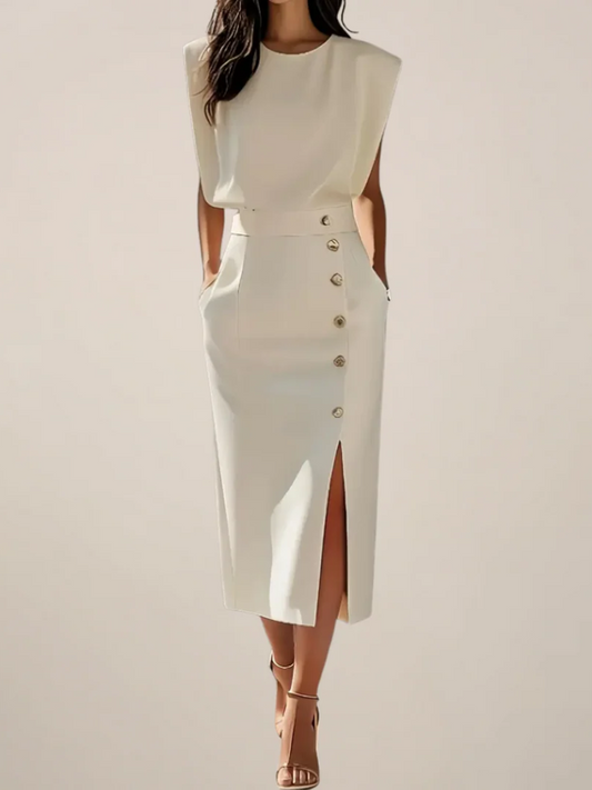 Damen Midi Rock Hohe Taille | Knopf