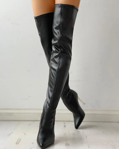 Women's Over the Knee Leather Stiletto Boots