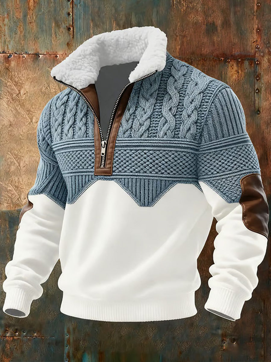 Nuno - Half Zip Sweater With Cable Knit Pattern