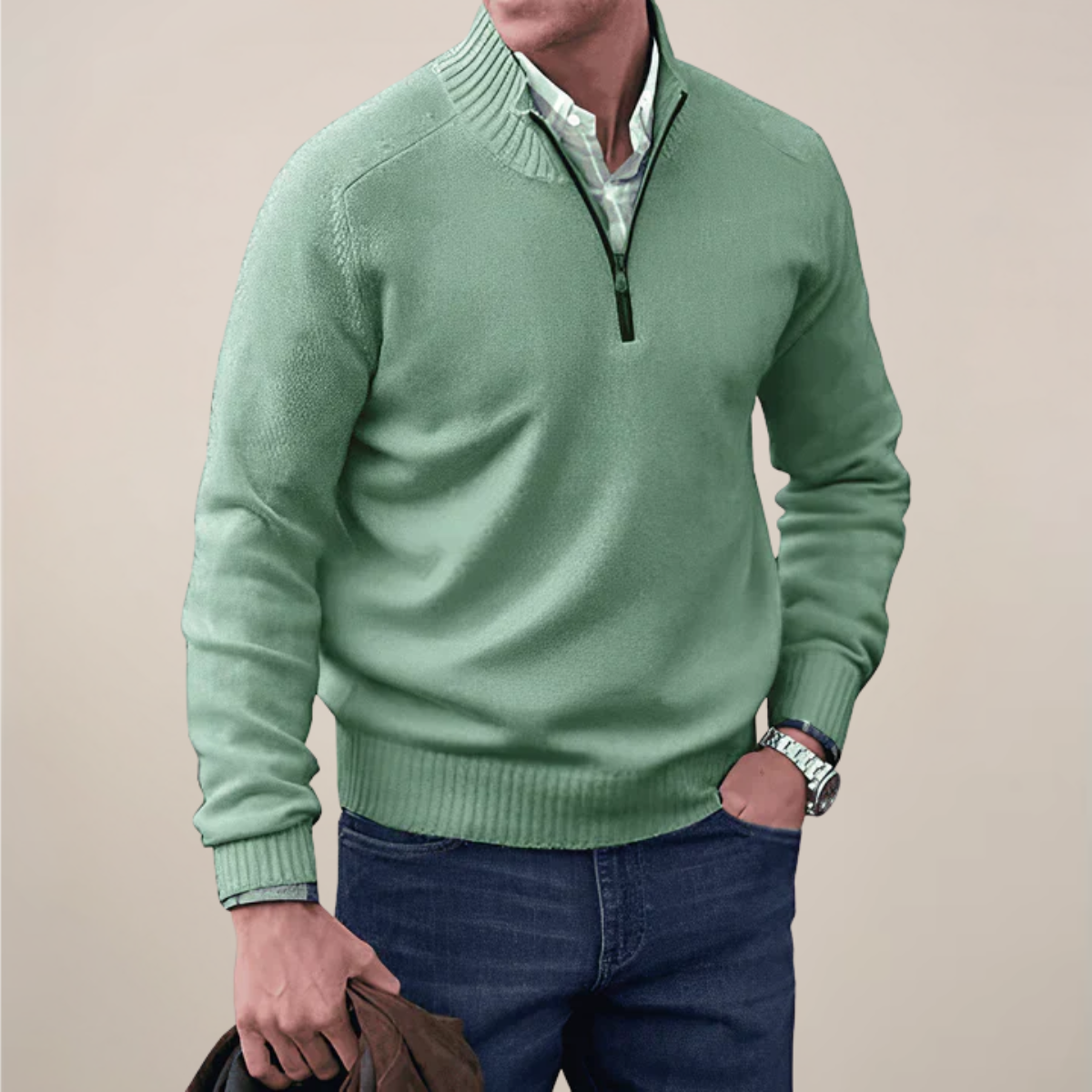 Jory | Men Spring Half-Zipped Knit sweater