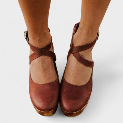 Carlota - Sapatos de Plataforma com Tira Cruzada