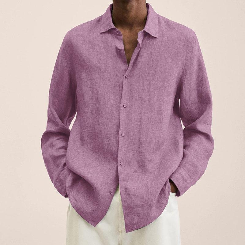 Renaro – Mens Linen Shirt Long Sleeve Slim Fit