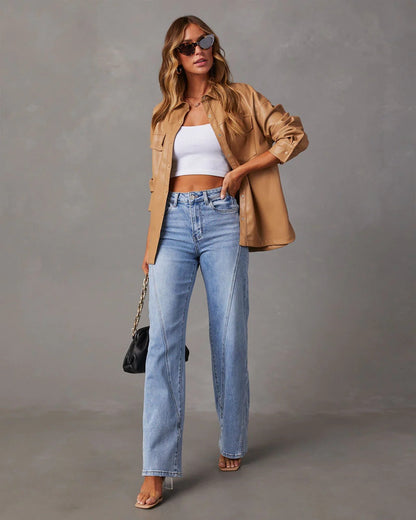 Women's High-Waist Straight-Leg Pants