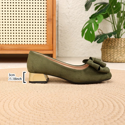 Women’s Fashionable Bow Heels with Elegant Thick Heel