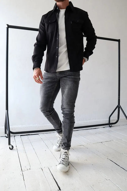 William Veste Homme en Cuir avec Boutons – Style Intemporel, Résistant & Élégant