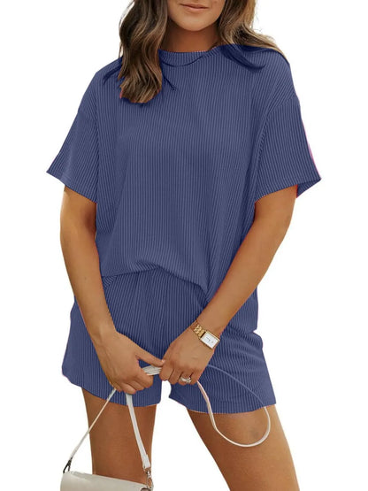Irina | Ribbed Textured Shorts Set