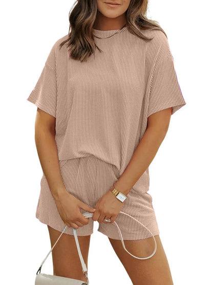 Irina | Ribbed Textured Shorts Set