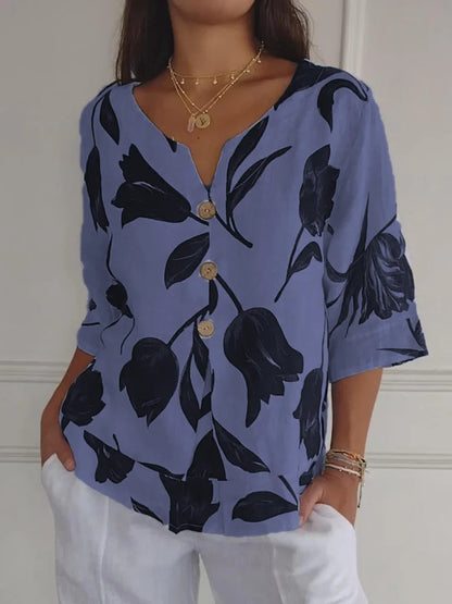 V-Ausschnitt Bedruckte Tunika-Bluse