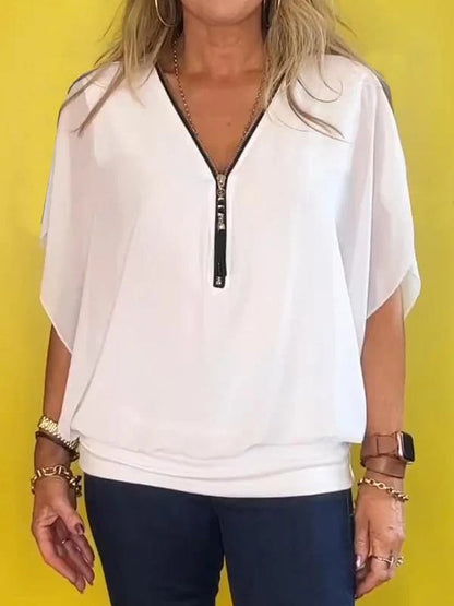 Luftiges Chiffon-Top mit Reißverschluss – Eleganter Sommerkomfort