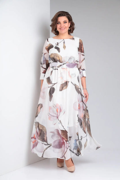 Melaza | Elegantes Maxikleid mit floralem Print und Taillengürtel