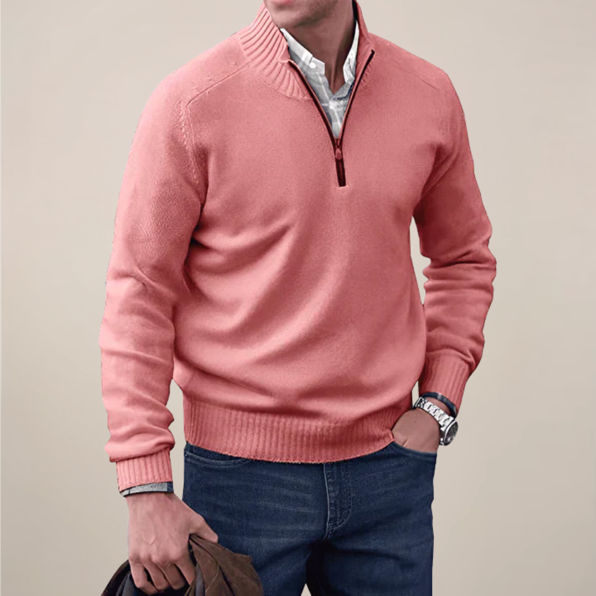 Jory | Men Spring Half-Zipped Knit sweater