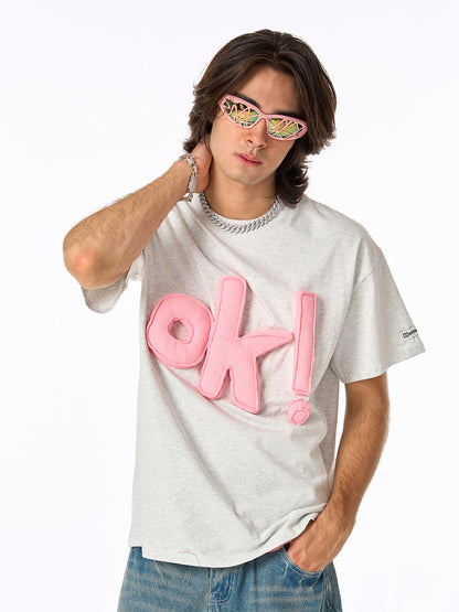 Graphic OK! Slogan Cotton T-Shirt