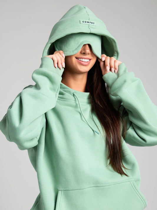 Cozy travel hoodie with airplane mode graphic