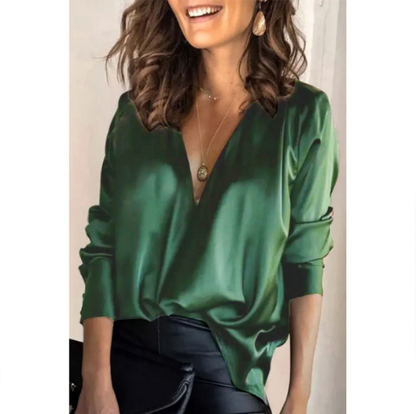 Ivara - Damen V Ausschnitt Bluse Locker Geschnitten
