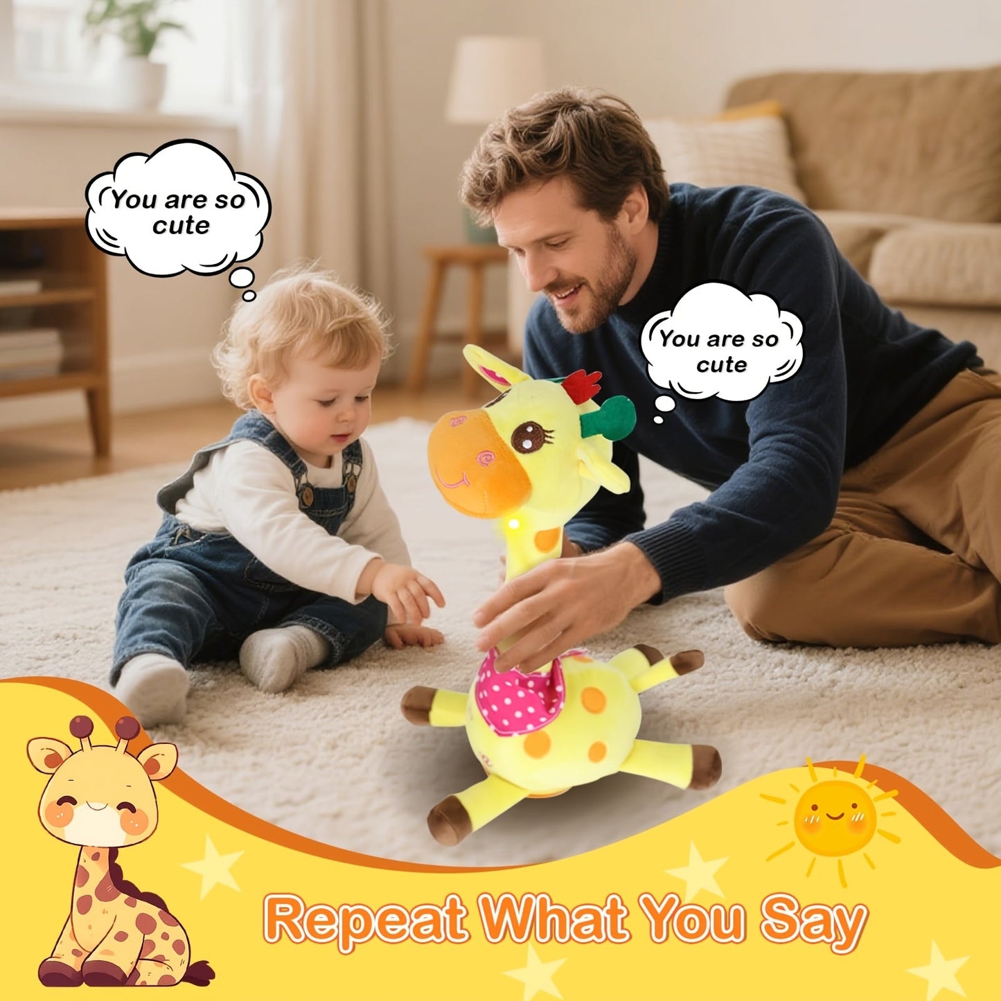Interactive Dancing & Talking Giraffe Toy | Musical Mimicking Plush for Toddlers
