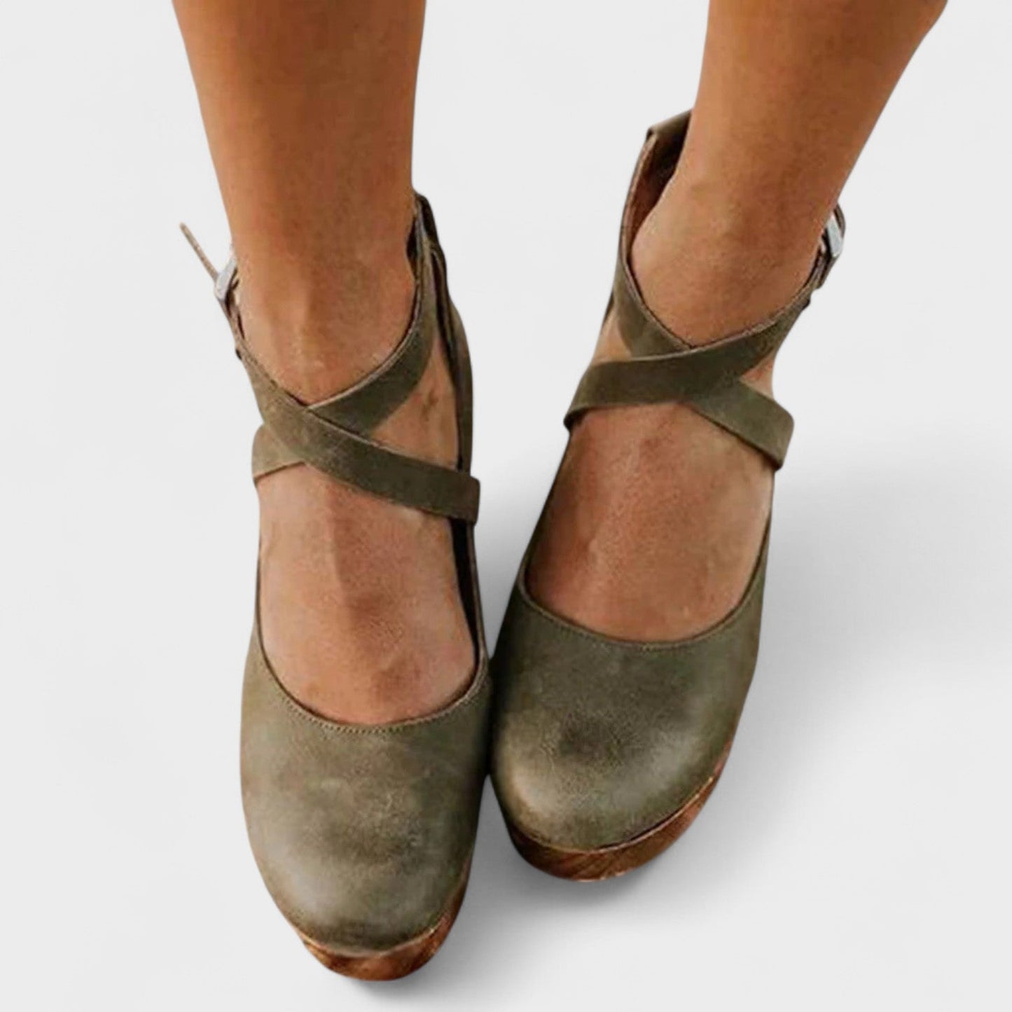 Carlota - Sapatos de Plataforma com Tira Cruzada