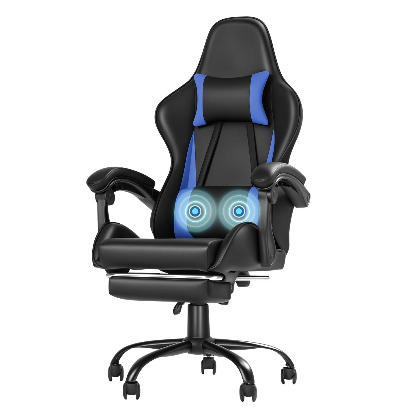 Gaming Stoel met Voetsteun en Verstelbare Rugleuning 135° – Ergonomische Bureaustoel PU Leer met Hoofd- en Lendenkussen | Restfield