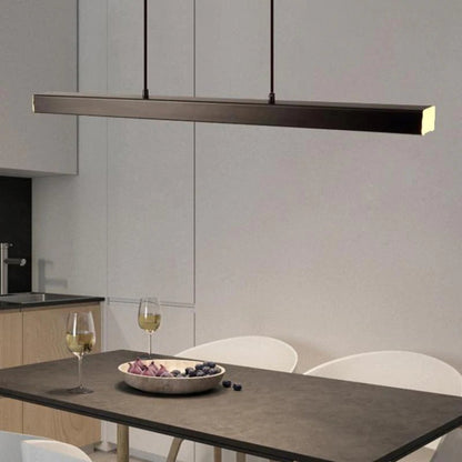 Hanglamp Rechthoekig LED Dimbaar Zwart Bruin Metaal Acryl Eettafel Woonkamer 80-150cm | Restfield