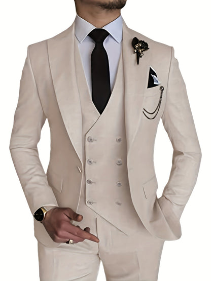 Tormund | Driedelig formeel herenpak – blazer, vest en broek, slim fit, zakelijke en bruiloftskleding