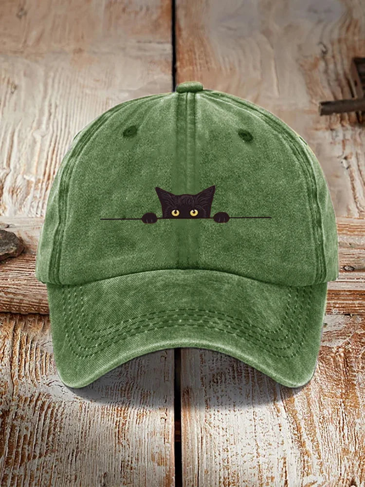 Japanse Kunst Zwarte Kat Print Washed Pet