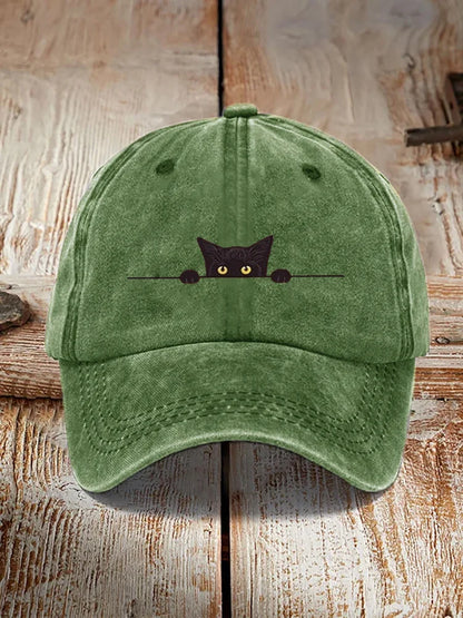 Japanse Kunst Zwarte Kat Print Washed Pet