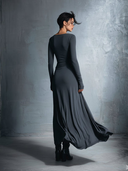 Elżbieta - Elegancka sukienka maxi drapowana