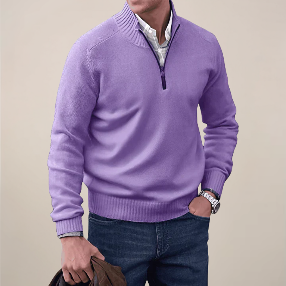 Jory | Men Spring Half-Zipped Knit sweater