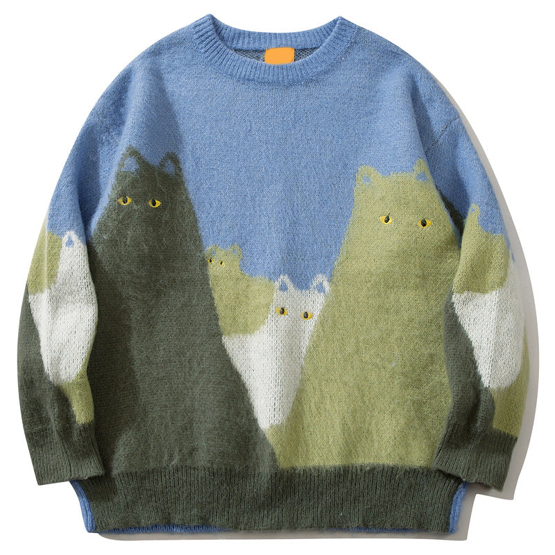 Round Neck Contrast Color Knitwear Sweater