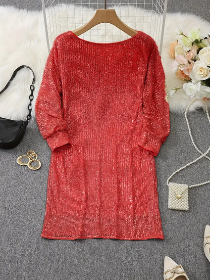 Damen-Partykleid aus Polyester mit Pailletten
