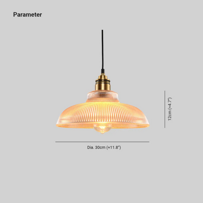 Retro Pendant Light with Ribbed Shade | Vintage Hanging Lamp for Dining & Living Room
