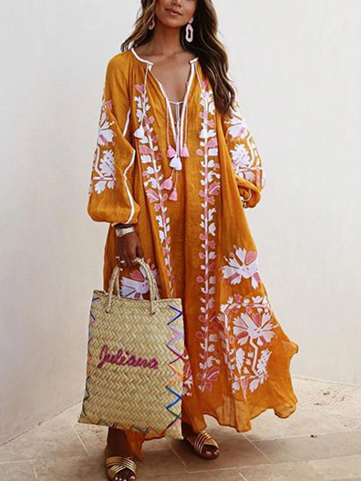 Oversized Boho Printed Maxi Dress for a Comfortable and Trendy Style