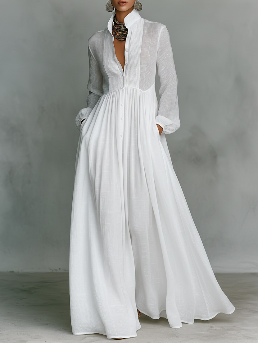 Amelia – Elegancka sukienka maxi z guzikami